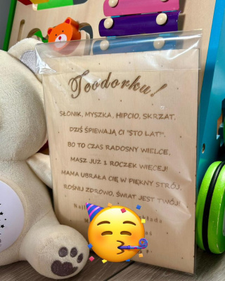 Drewniana kartka okolicznościowa